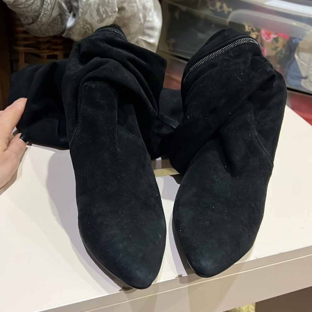 ELLIS' BLACK CLASSIC OVER THE KNEE SUEDE LEATHER BOOTS - Picture 6 of 7